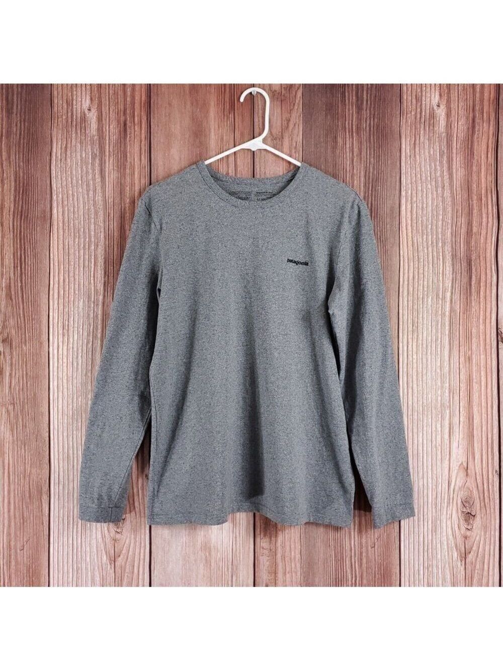 Patagonia Mens Large Responsibili-Tee Regular Fit Gray Long Sleeve Crewneck Logo